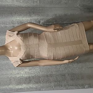 French Connection elegant gold shimmer knee length dress